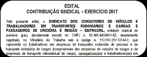 Edital de Contribuição Sindical – EXERCÍCIO 2017
